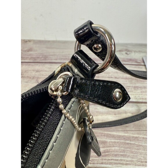 COACH Purse crossbody bag Black Gray and tan C Pattern Small Purse Hang Tag - Picture 3 of 15